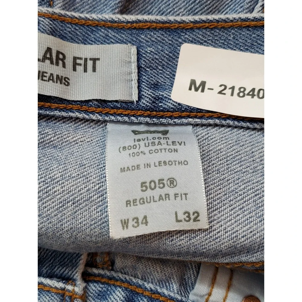 Levi's 505‎ Men Jeans 34X32 Light Blue Denim Regular Fit Straight Y2K